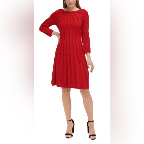 Jessica Howard Dresses & Skirts - NWT Jessica Howard Red Flowie Sweater Dress Size L
